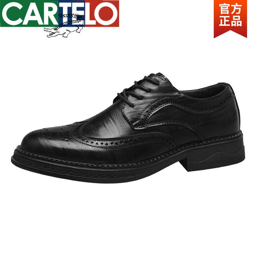 Cartelo cuero zapatos negocios para hombres uso formal de estilo británico primavera y verano transpirable para hombres casuales y versátiles zapatos de novio tallados negros 1381 sandalias 38 zapatillas de cuero estándar tamaño