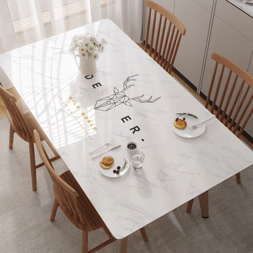 Colorful butterfly tablecloth no-wash waterproof and oil-proof pvc dining table mat light luxury high-end soft glass living room coffee table mat tablecloth cyan daisy 80*140cm