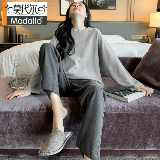 Pijama modal para mujeres en primavera y otoño algodón puro manga larga internet estilo de celebridades otoño 2024 nueva ropa a rayas para ropa exterior 9719 mujeres m