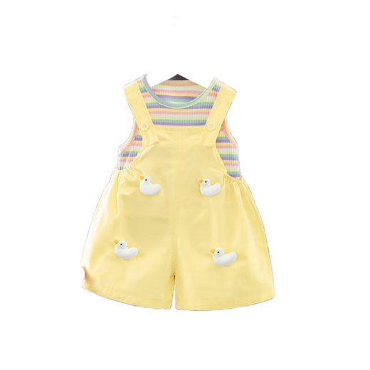 
G.DUCKKIDS little yellow duck children's clothing for women summer one-year-old clothes for babies 0-3 years old baby suit 5 children and girls two-piece set yellow 90 size 1 to 2 years old [80-90cm]
