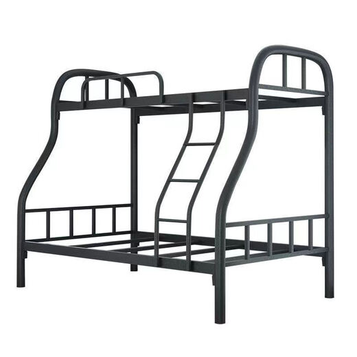 Bunk bed with bunk bed, steel wooden bed, iron frame bed, iron frame bed, thickened high and low bed, super load-bearing, classic black, upper bunk width 90/lower bunk width 120, free bed board