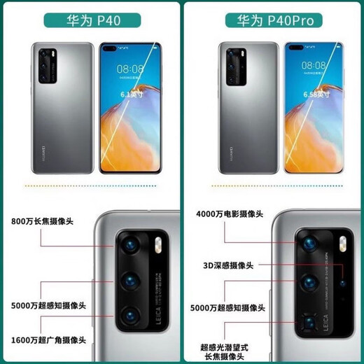 华为（HUAWEI）p40pro 麒麟990 性能 处理器 鸿蒙系统5G全网通智能手机 5倍光学变焦 直面屏 手机 p40pro【亮黑色】 8GB+128G