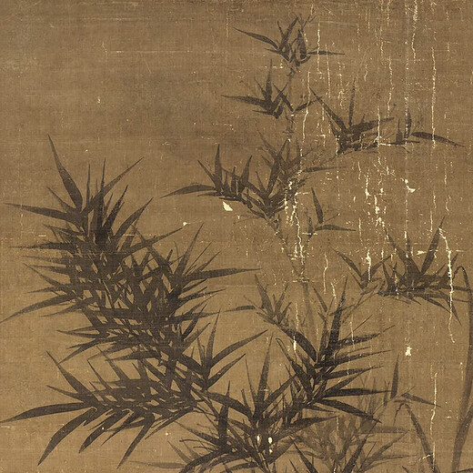 Yuan Gu'an bamboo stone picture ink bamboo picture ancient flower and bird painting scroll famous painting replica antique painting hanging painting Yuan Li's double pine picture 12805 40X68 cm (spraying painting heart size) Framed