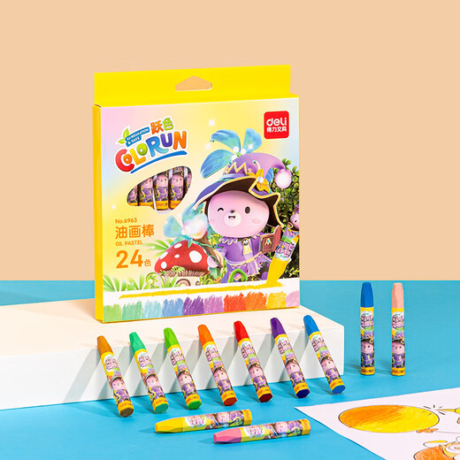 得力（deli）24色学生丝滑油画棒易上色儿童蜡笔绘画笔儿童炫彩棒蜡笔玩具女孩儿童礼物学生开学礼物