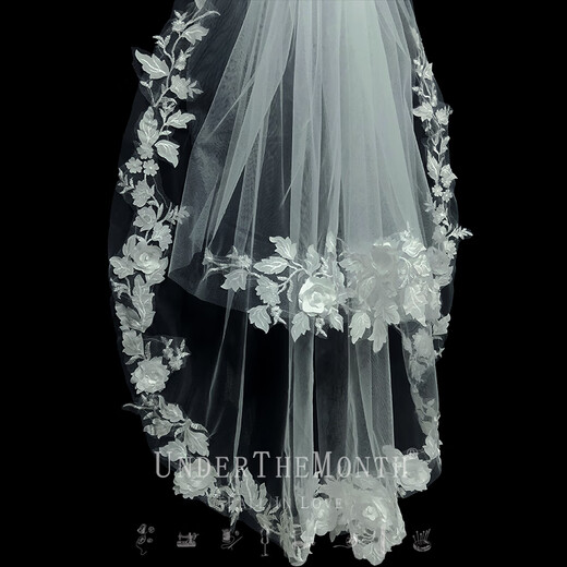 Biyun Bride Wedding Main Wedding Veil Super Fairy Style Photo Studio Shooting Props Double Layer White Simple Lace Veil One layer 70 and one layer 95 plus hair comb 60cm80cm