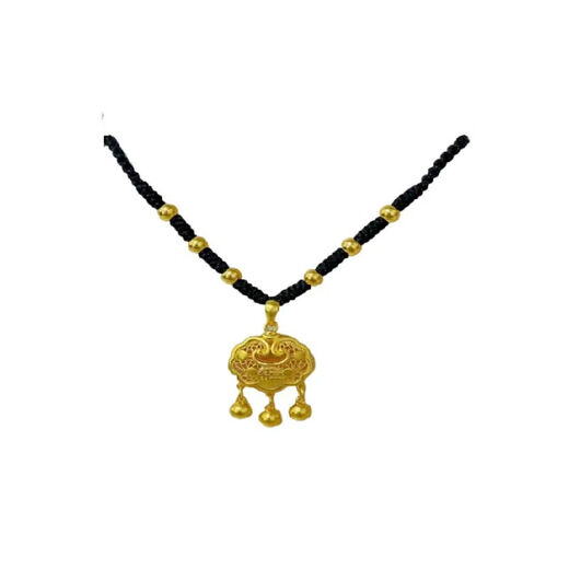 Luoyi K gold pendant, safe lock, long life lock necklace for women, versatile gift for girlfriend, gold safe lock + classic black rope gold beads
