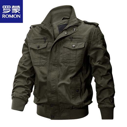 Romon Spring y Autumn Work Chaqueta de algodón de algodón Fino American Flying Suit Flying Traje No. 1 Top 9903 Militar Green Fleece M 90-115Jin [Jin equivale a 0.5 kg] recomendado