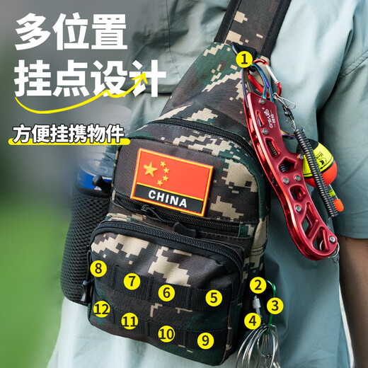 Zhenyou (Grsaed) Lure Bag Multi-functional Lure Waist Bag Messenger Bag Rod Fishing Gear Bag Fishing Rod Bag Storage Bag Urban Camouflage