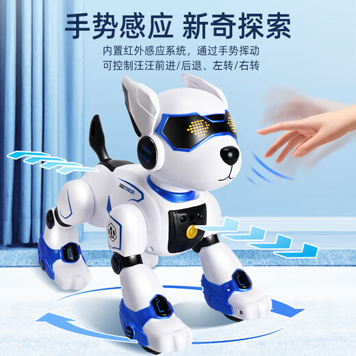 JJRC儿童玩具智能机器狗1-3岁男孩生日礼物女孩三岁宝宝两岁2小孩一岁 早教益智机器狗【声控款】N3蓝色 仿真电子狗男童二岁女童1到3岁