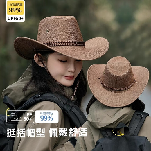 
Meman western cowboy hat men and women summer outdoor travel photo sun protection fisherman hat Tibetan big edge mountaineering hat black