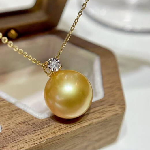 Fat Donglai's same style as Princess Diana's pearl pendant 925 silver South Sea thick gold Queen Princess classic Princess Diana gold beads French style Classic Princess 14mm South Sea thick gold