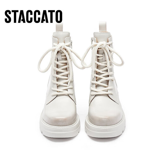 Sijiatu [same as Yang Mi] New winter rock SOLO British Martin boots thick heel short boots EEZ14DD3 Yunrou White Apricot (single) 37