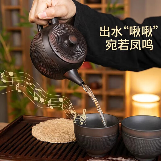 Jianshui purple pottery Fengming Han tile large capacity teapot fully handmade household single teapot purple pottery pot Kung Fu tea set Purple pottery Fengming teapot 400ml