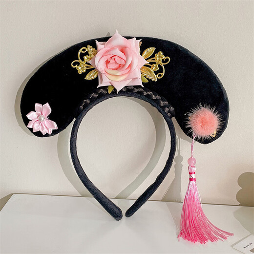 Yinmi (ENRMIIV) Imperial Concubine's Palace Style Hairband Queen Zhen Huanzi Hanfu Headwear Flag Head Retro Headband Hairpin Female 6# Niu Hulu Zhen Huan Hairband (Pink)