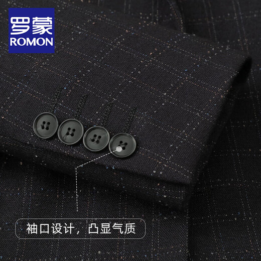 
ROMON (ROMON) suit jacket for men's business professional formal wear casual single 2025 slim and versatile black suit top for men's trendy black plaid XL