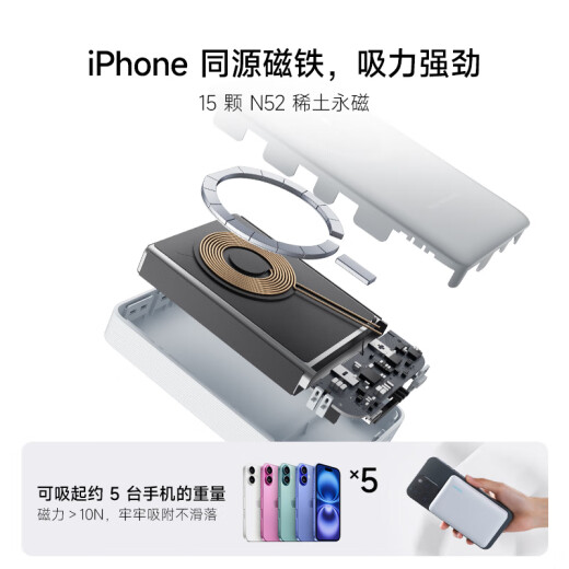 Cuktech Cool Statistics Enroling Power Bank Charger inalámbrico 20W Carga rápida de potencia dos en uno CP12 es adecuado para Apple iPhone 16/15 Xiaomi/Huawei Mobile