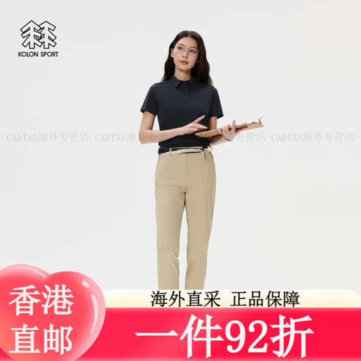 KOLON SPORT/可隆SECO POLO衫 女子吸湿速干T恤防晒UPF50+抗菌短袖 LKPT5MT82 LKPT5MT826-BK黑色 L170/92A