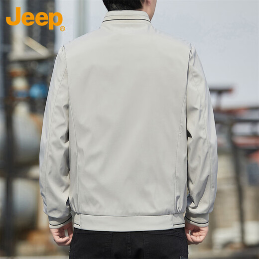 吉普（JEEP）外套男春秋季休闲立领夹克男士潮流宽松衣服男装 卡其 XL 