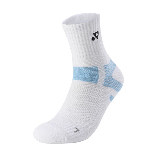 YONEX badminton socks sweat-absorbent breathable towel bottom thickened 145234BCR white and blue 2 pairs