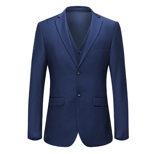 Anniversary Bird Three-piece Wool Suit Suit Men's Fashion European Slim Business Formal Professional Gentleman Suit 1882-Royal Blue 2 Buttons Center Slit Order Remarks XL 180/96A 135-150Jin Jin is equal to 0.5 kg