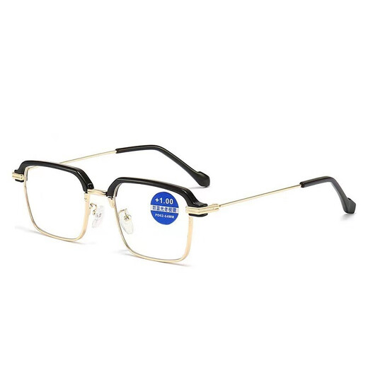 Parmio HD anti-blue light reading glasses Smart photosensitive color change glasses Fashion trendy and comfortable male and female elderly glasses XR1267A black and gold frame color change 150 degrees