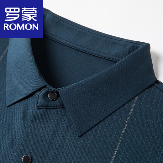 罗蒙（ROMON）酒红色衬衫男长袖婚宴装喜公公条纹结婚礼服爸爸免烫正装衬衣 318红色 180/2XL