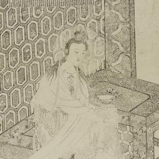 南宋白描大士像古代佛道画卷轴名画复仿古画挂画 宋画如来说法图11165 40X68厘米（画心尺寸） 装裱乳白
