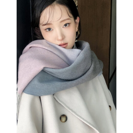 
Ordo City wool scarf women's shawl long winter dual-purpose warm sheep ladies' velvet shawl purple brown gray