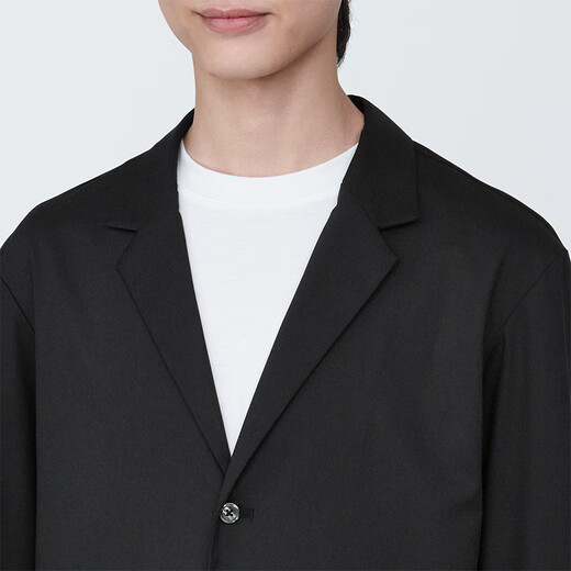 无印良品 MUJI 男式 夹克 长袖 男士外套男款春秋 西装小西服AC1W3A4S 黑色 XL(180/104A)