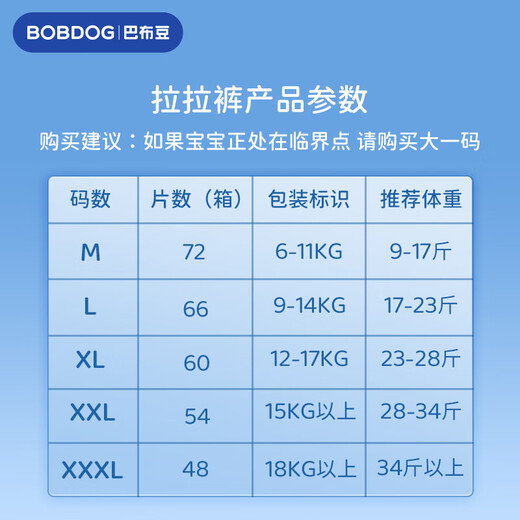 巴布豆（BOBDOG）超柔小波浪拉拉裤超薄透气尿不湿纸尿裤婴儿夜用透气不捂闷防漏 拉拉裤 XXL54片【28-34斤】
