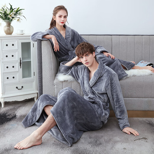 At the end of the year, the Fhamine Plasma Male Plel Deep Thicked Women's Bathrough Winter Couple Paper Paper Paper Bathing The Get Worsening 2001 Elegant Gray Male 3XL [175-190cm, 160-200jin [Jin is equal to 0.5 kg]]]]]]]]]]