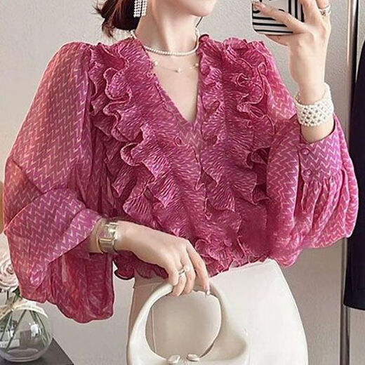 Ran Yilan 2024 Design Sense Nische Rose rotes schwarzes Ohr Chiffon -Hemd für Frauen französischer Stil einzigartig und wunderschöner Top 1483# Senfgelbe Weste 11xl L Empfohlen 115 Inside
