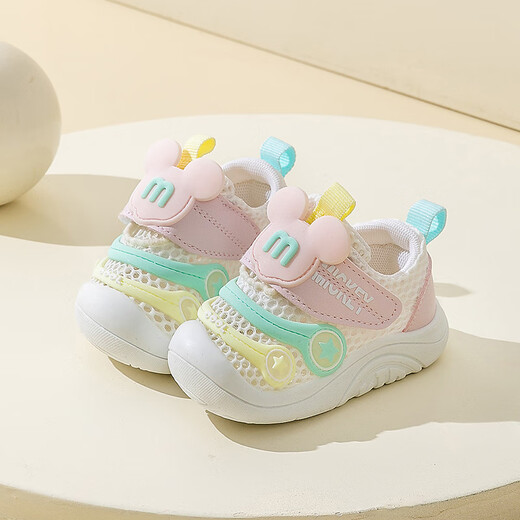 Zapatos de bebé Keno Fukino Fukino para niños, suela suave sin deslizamiento de malla de malla para niños transpirables y niñas zapatos para bebés para niños pequeños y niños pequeños polvo blanco K3099 16 longitud interna 12.3 pies de longitud aproximadamente 11.4-11.8