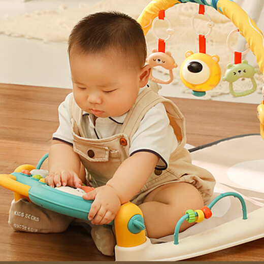 Xinge Baby Fitness Stand Toys Pedal Klavierspielzeug für Kleinkinder Pedal Piano Luminous Musik, um Babys frühkindliche Bildung Kinder Spielzeug 3-6 Monate 0-1 Jahre alte Neugeborene Geschenkbox Geburtstag Vollmond Geschenk zu trösten