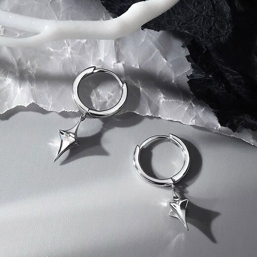 BJYL unique artistic raw earrings for men, high-end, trendy and niche men's earrings, handsome and versatile earrings for your boyfriend, star pendant earrings, single