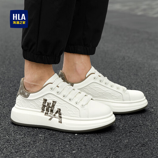 海澜之家（HLA）男鞋时尚小白鞋子男士百搭夏季休闲板鞋HAABXM3DFH370 白棕色42