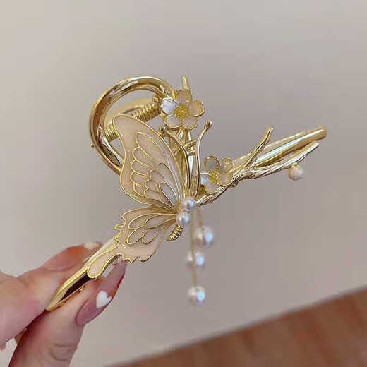 Jianlu Hair Clip Women's Back Hair Clip Hair Accessory High-End Hair Clip Hair Accessory Chinese Valentine's Day Gift for Girlfriend Butterfly Flower Tassel Hair Clip Gift Box