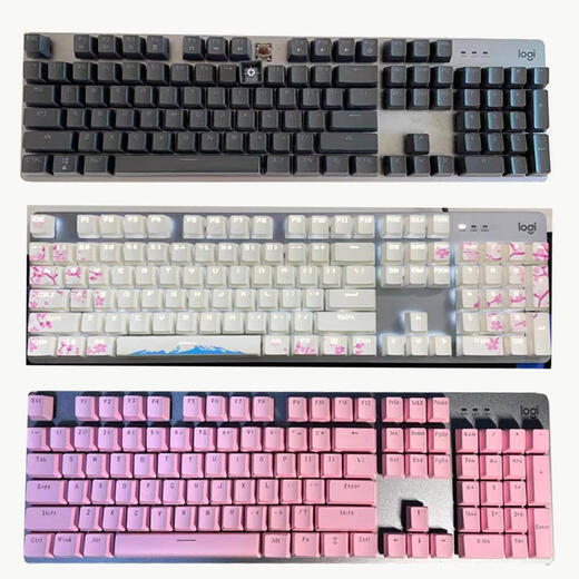 Logitech Logitech Original neuer Logitech K845 Mechanischer Tastaturschlüsselkap Original durchscheinender zweifarbiger Pudding Kirschpudding Lila Set 104 Tasten Nr.