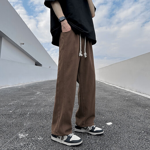 NEW OR MODE American retro washing jeans men's spring and autumn cleanfit straight-flare pants trendy brand handsome trousers off white XL