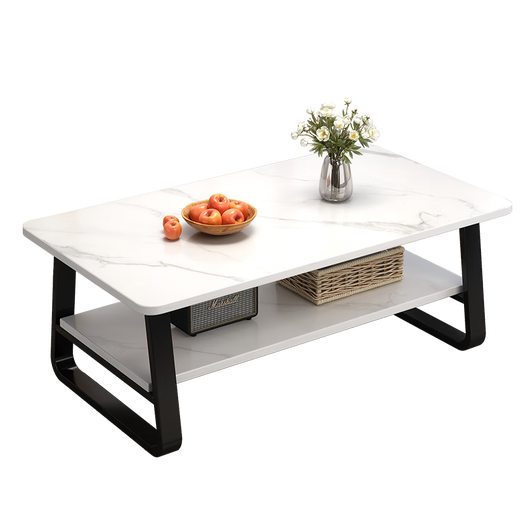 Shanshan wood art coffee table living room household double-layer light luxury coffee table small apartment modern simple small tea table multi-functional sofa side table