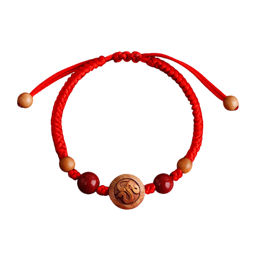Zodiac Year Horse Tai Sui Bracelet Red Rope Bracelet for Men and Women Peach Wood Pressed Rat Zodiac Rat Ox Rabbit Snake Cinnabar Transfer Beads 2026 Zodiac Horse Adult Model
