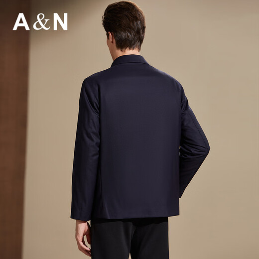 Antonio [removable gooseberry liner] mulberry silk lapel jacket men's winter business loose coat wool coat Navy blue 48 (170/92A)