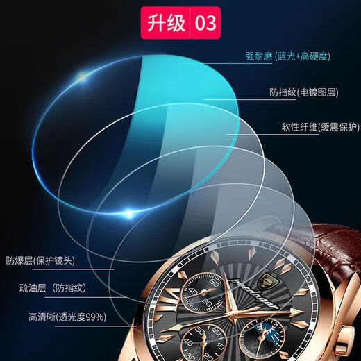 Swiss watch men's fully automatic mechanical watch luminous waterproof student youth sports trendy quartz watch 6198 steel belt silver case black surface