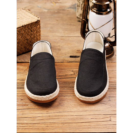 Jin Gong linen canvas shoes men's new Chinese style retro men's shoes ethnic style old Beijing cloth shoes men's shoes off-white 41