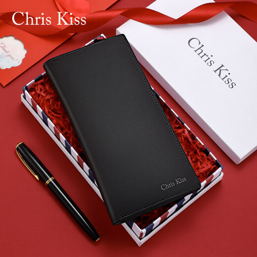 
CHRIS KISS wallet men's genuine leather long multi-card card bag head layer cowhide change wallet gift box birthday gift 8602006-3 [counter gift box]