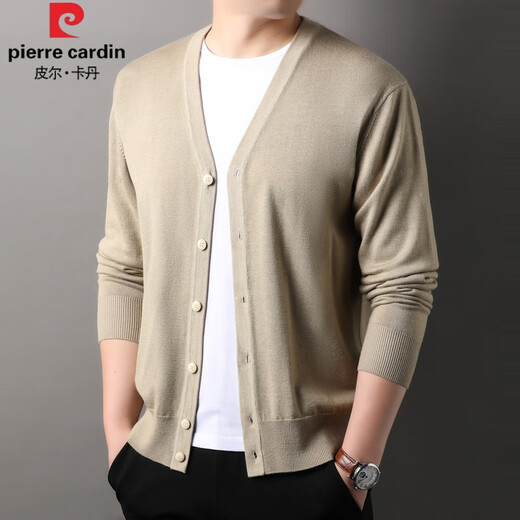 Pier Cardin Cardigan Herren 2024 Frühling und Herbst Neue Festkörper-Strickjacke für und junge Männer lässig V-Ausschnitt Dünne Strickjacke Leinengrau 175/l [geeignet für 135-150jin [Jin gleich 0,5 kg]]