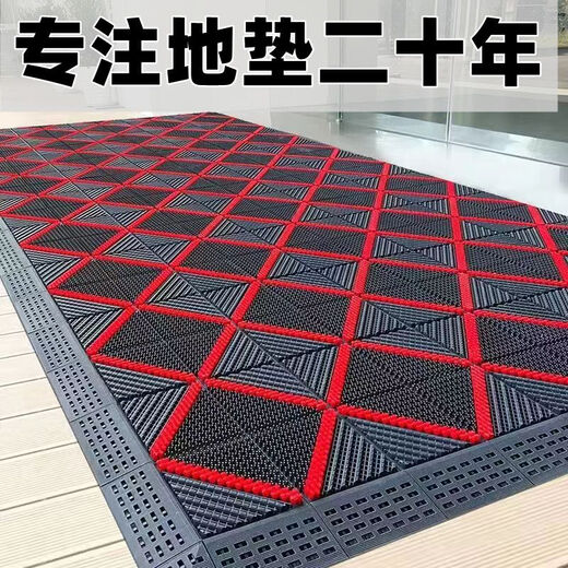 Niancai entry-level non-slip and wear-resistant floor mats for outdoor splicing, commercial wash-free hotel floor mats, commercial soil-rubbing outdoor dust-removing door mats, single brush, gray background and red brush, 60X90cm
