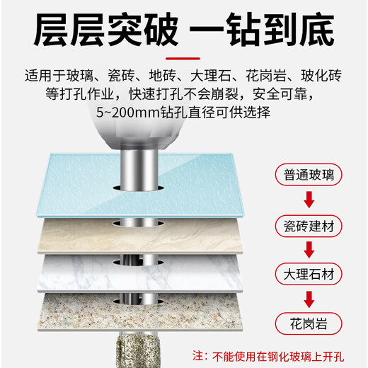 Delixi Electric Industrial Grade Glass Hole Opener Diamond Glass Drill Bit Tile Punch Marble Ceramic Drilling Opener 14mm Single Pack