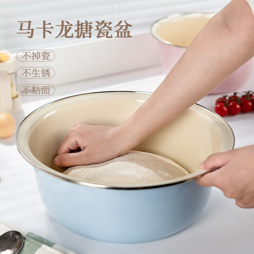 Newair enamel enamel basin old-fashioned and basin home cooking kitchen washing vegetables kneading dough non-stick proofing noodle large porcelain basin