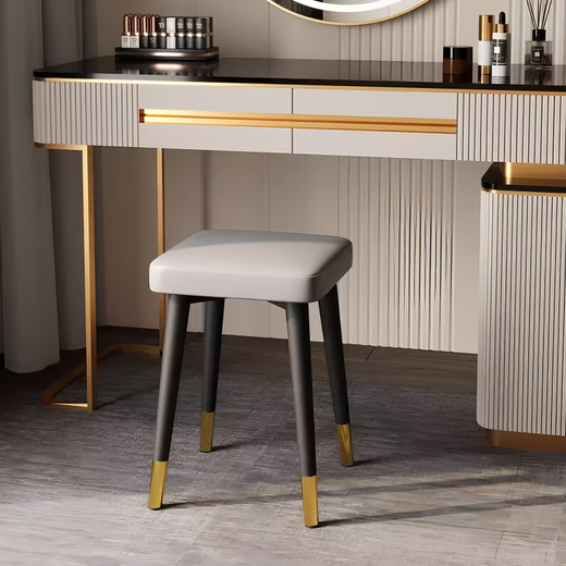 
Kunfeng dressing chair master bedroom dressing table chair with backrest office casual stool household dining chair reception chair light gray [simple style] without backrest